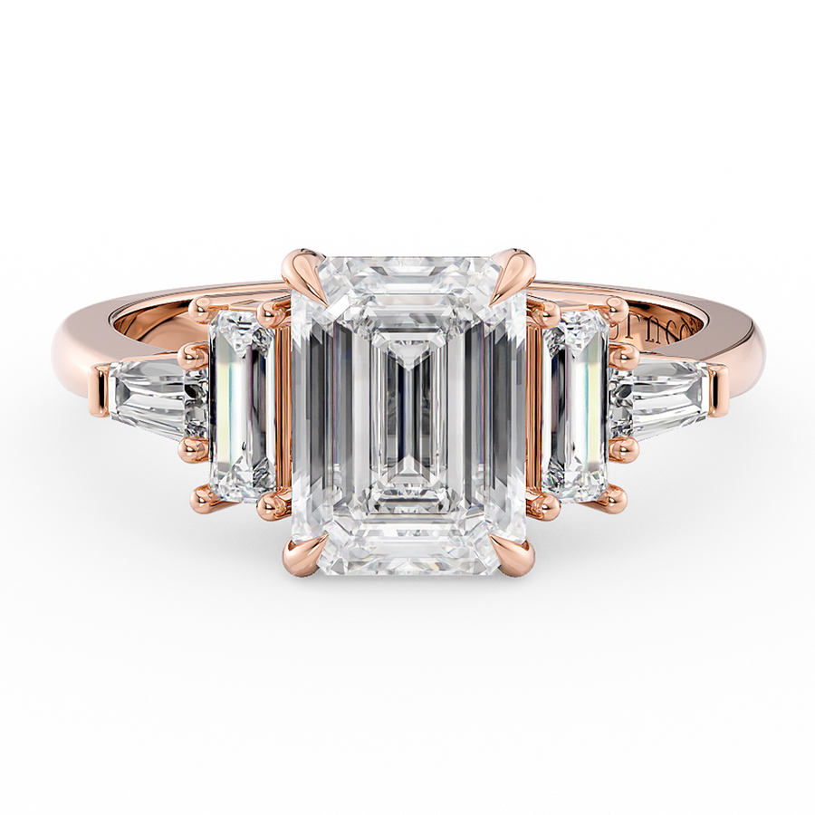 Load image into Gallery viewer, LUCCE 5 Stone Emerald Cluster Diamond Engagement Ring in Gold or Platinum, Featured in British Vogue
