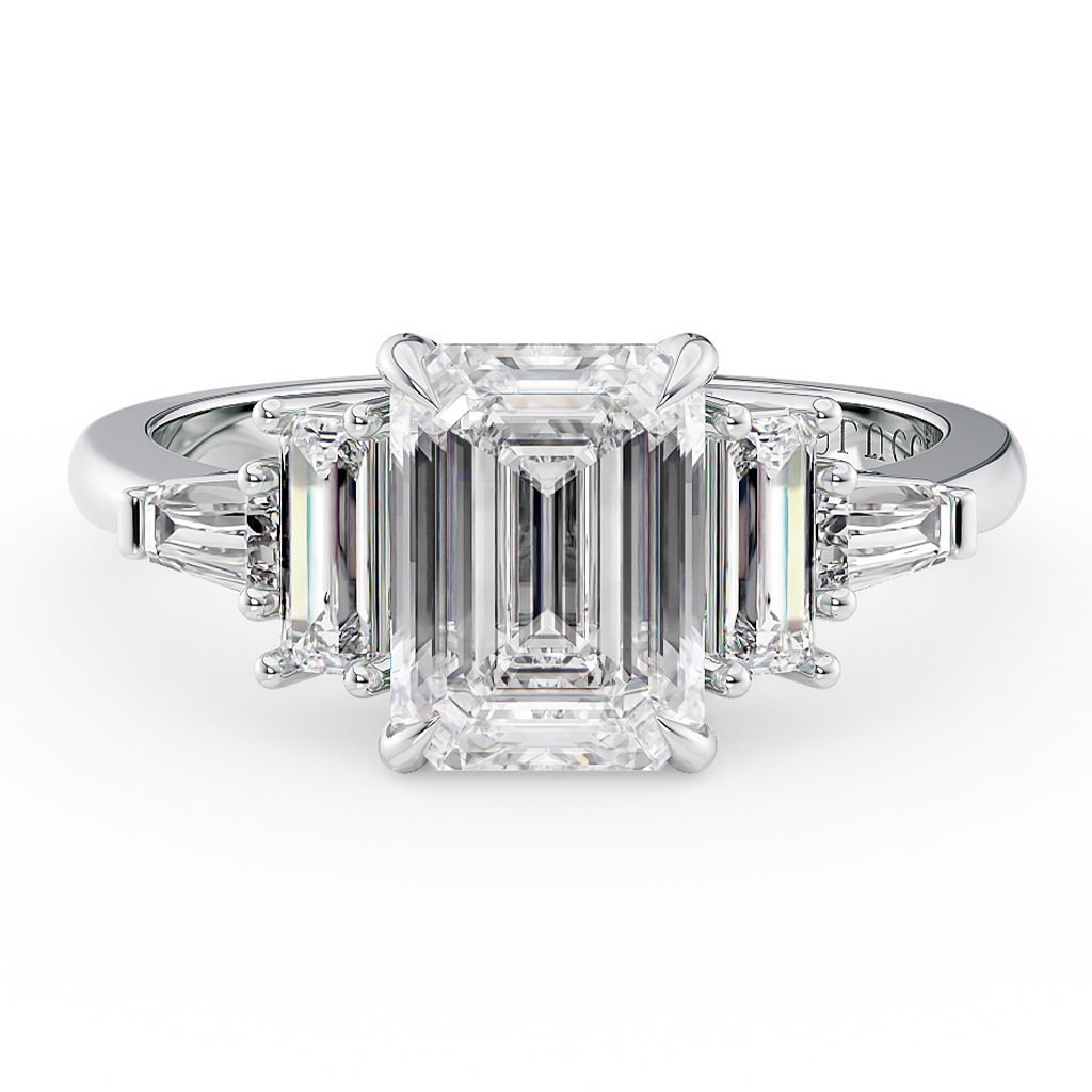 Load image into Gallery viewer, LUCCE 5 Stone Emerald Cluster Diamond Engagement Ring in Gold or Platinum, Featured in British Vogue
