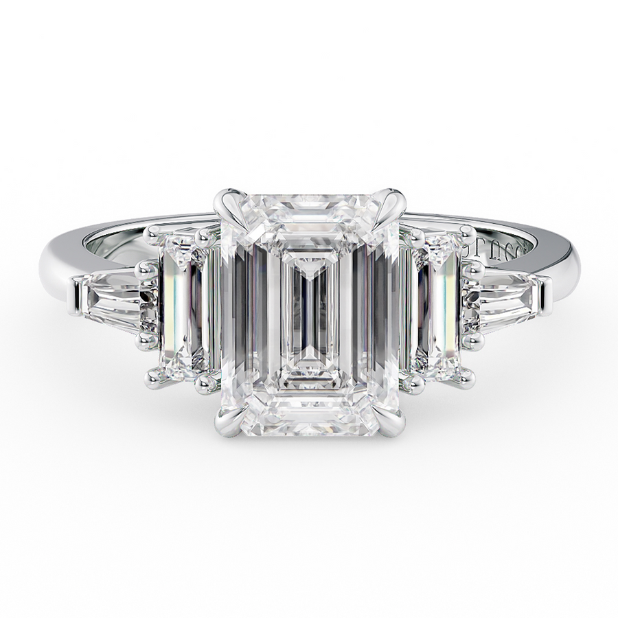 Load image into Gallery viewer, LUCCE 5 Stone Emerald Cluster Diamond Engagement Ring in Gold or Platinum, Featured in British Vogue
