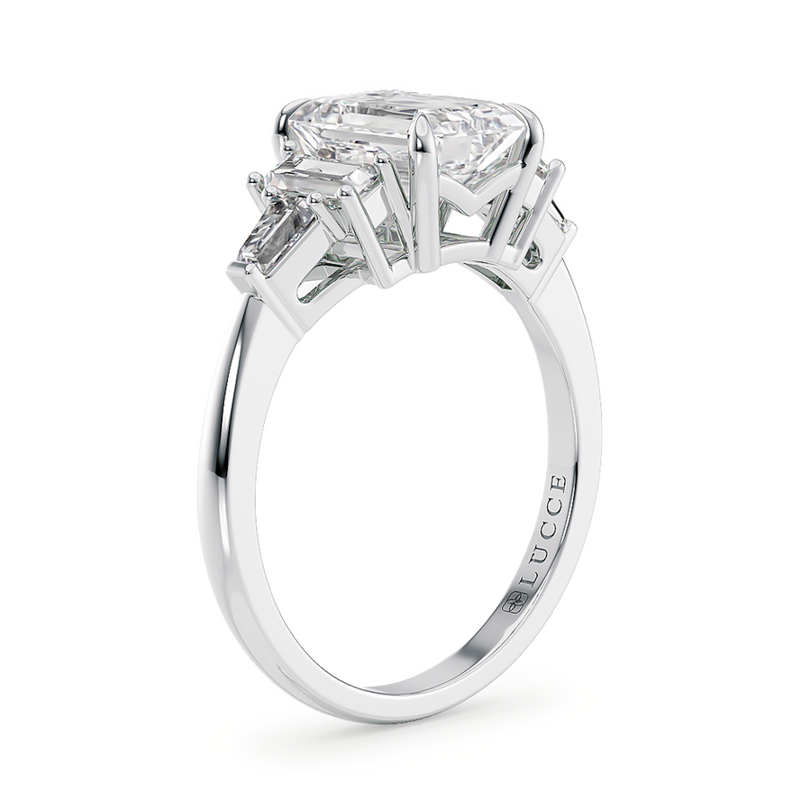 Load image into Gallery viewer, LUCCE 5 Stone Emerald Cluster Diamond Engagement Ring in Gold or Platinum, Featured in British Vogue
