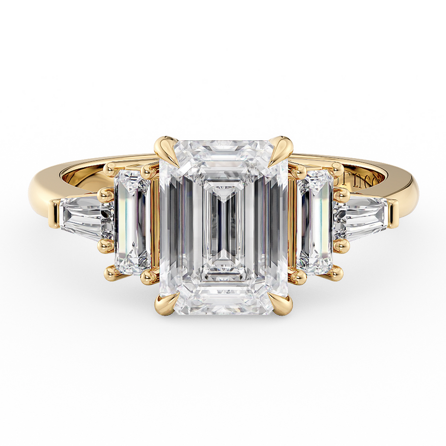 Load image into Gallery viewer, LUCCE 5 Stone Emerald Cluster Diamond Engagement Ring in Gold or Platinum, Featured in British Vogue
