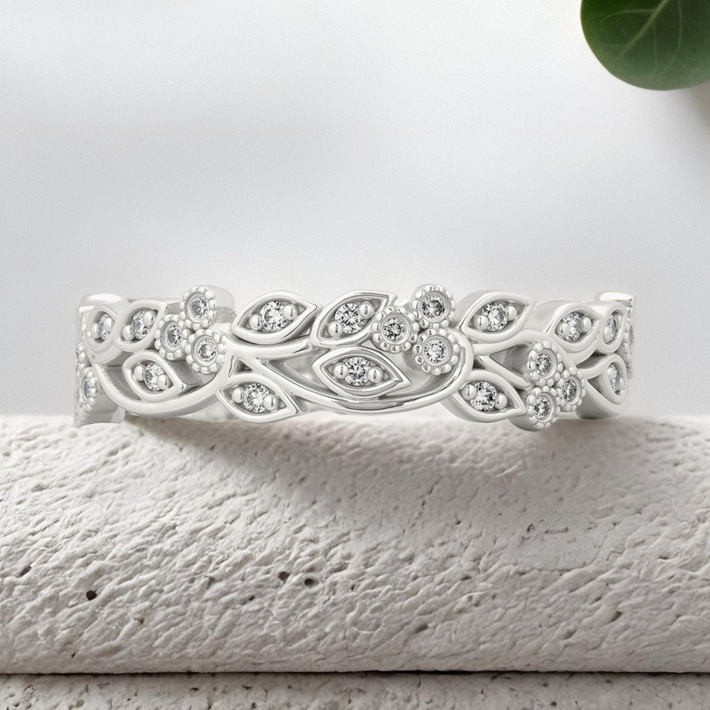 Load image into Gallery viewer, LUCCE ECUADORIAN™ Lush Band 0.23ctw CELESTE™ Moissanite 14K White Gold
