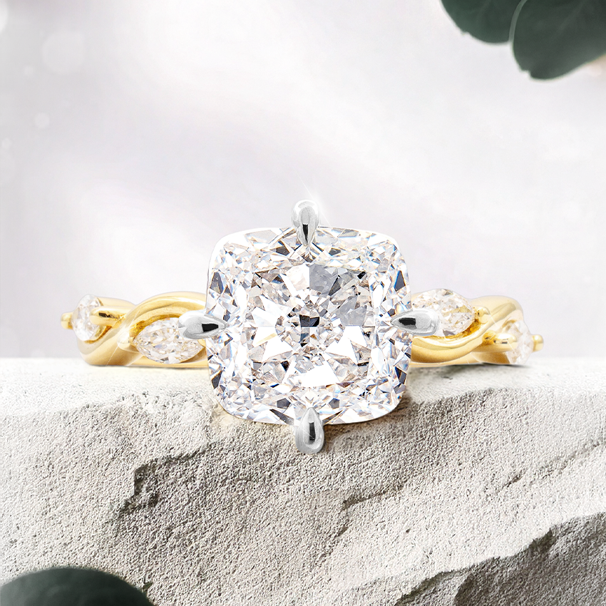 Load image into Gallery viewer, LUCCE CONSTANCE™ Cushion 3.03ct Lab Diamond D VS1 Ex IGI 18K Yellow Gold and Platinum Prong
