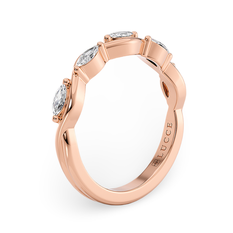 Load image into Gallery viewer, LUCCE Half Eternity Intertwined Marquise Diamond Female Wedding Ring in Gold or Platinum
