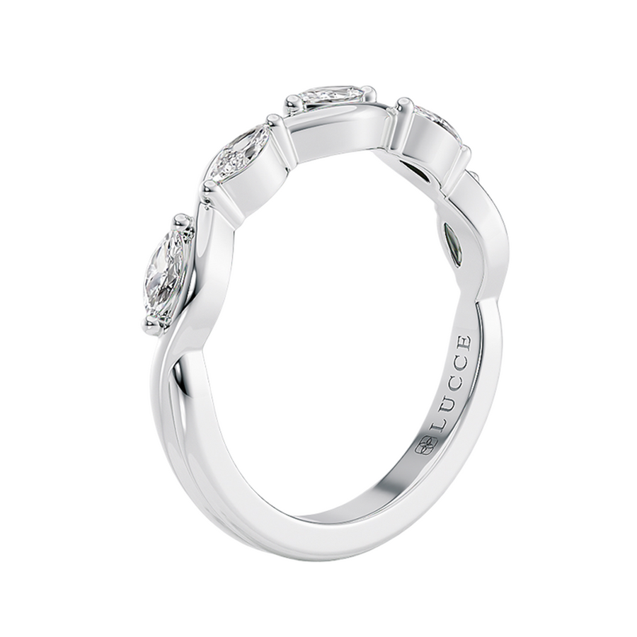Load image into Gallery viewer, LUCCE Half Eternity Intertwined Marquise Diamond Female Wedding Ring in Gold or Platinum
