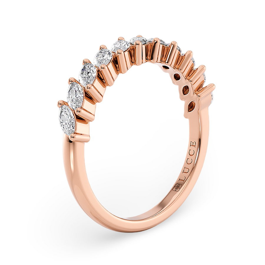 Load image into Gallery viewer, LUCCE Half Eternity Marquise Diamond Female Wedding Ring in Gold or Platinum
