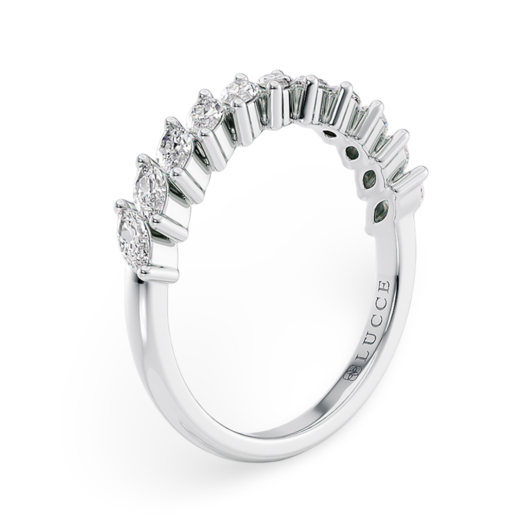Load image into Gallery viewer, LUCCE Half Eternity Marquise Diamond Female Wedding Ring in Gold or Platinum
