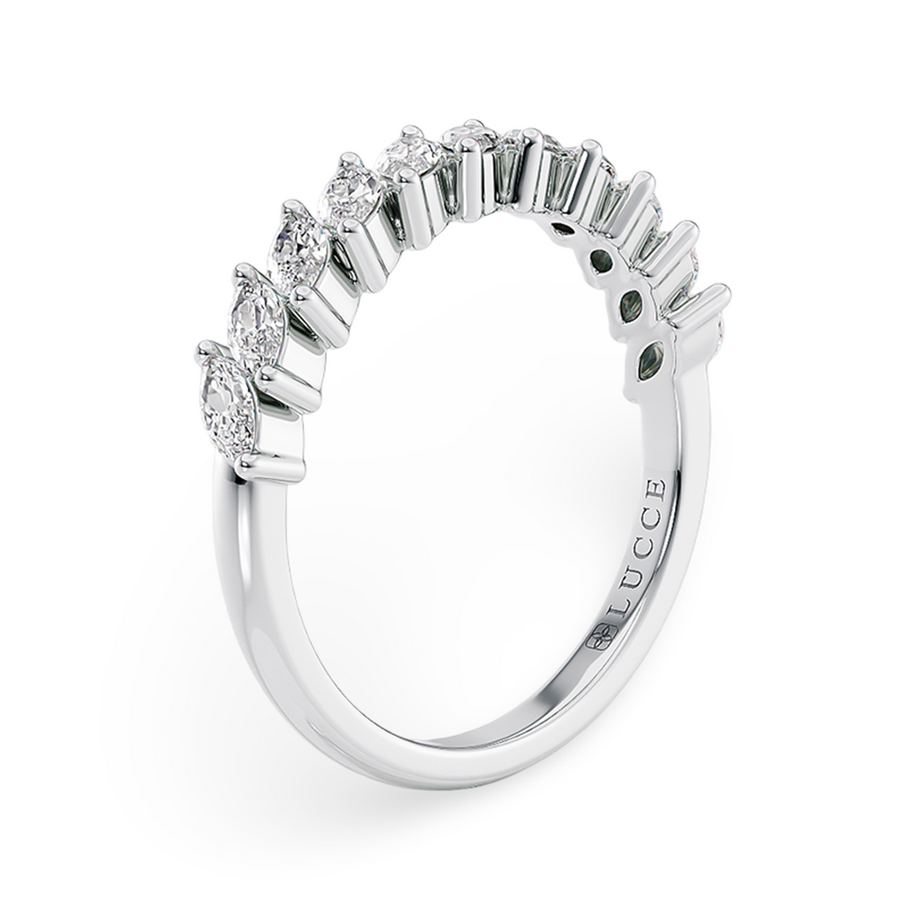 Load image into Gallery viewer, LUCCE Half Eternity Marquise Diamond Female Wedding Ring in Gold or Platinum
