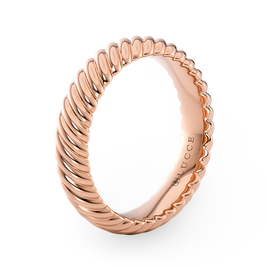 Load image into Gallery viewer, LUCCE Carved Woven Texture with Polished Unisex Wedding Ring in Gold or Platinum
