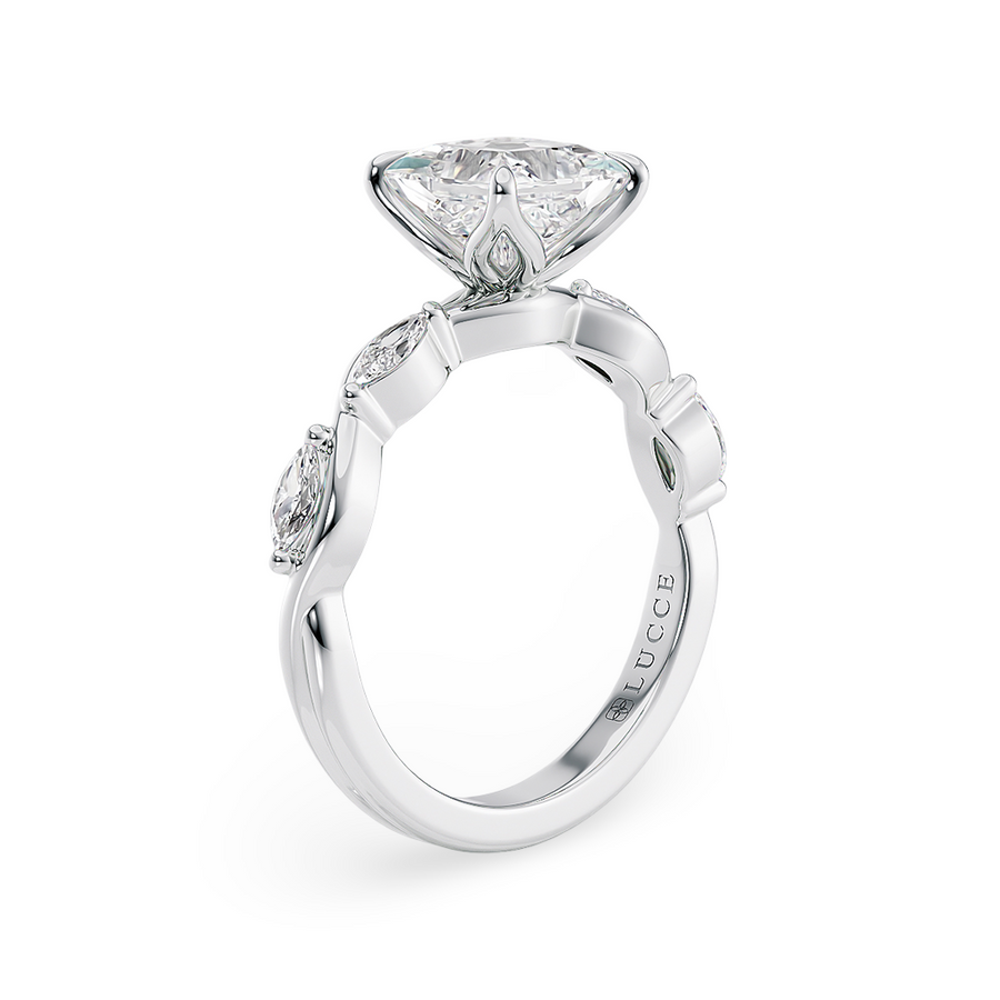 Load image into Gallery viewer, Constance Petal Cushion Engagement Ring with Lab or Natural Diamond and marquise accents in Gold or Platinum
Lucce, Manila, Philippines
