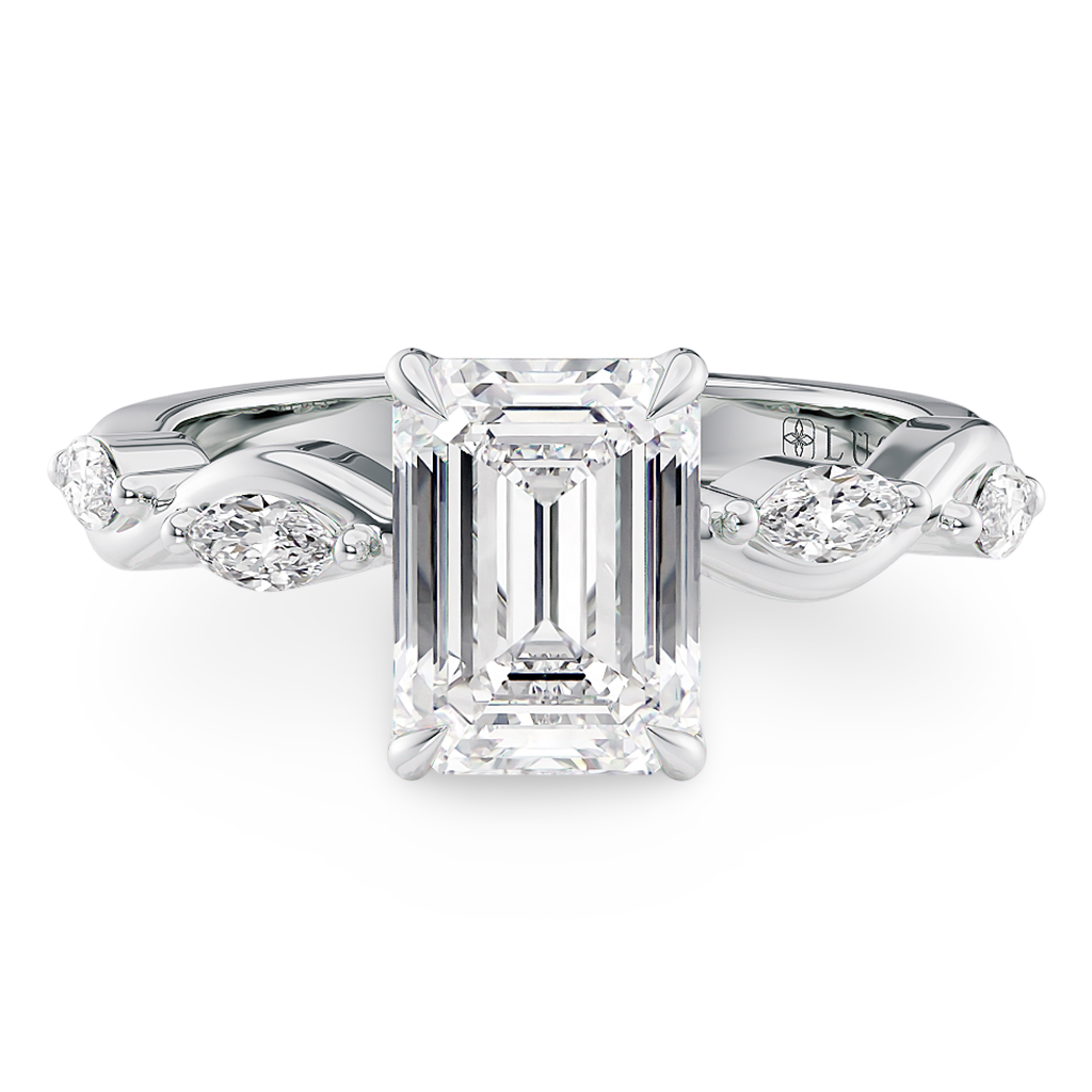 Constance Petal Emerald Engagement Ring with Lab or Natural Diamond and marquise accents in Gold or Platinum
Lucce, Manila, Philippines