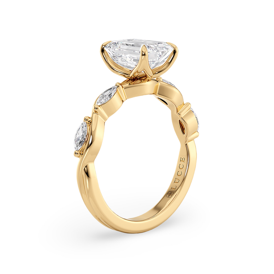 Load image into Gallery viewer, Constance Petal Emerald Engagement Ring with Lab or Natural Diamond and marquise accents in Gold or Platinum
Lucce, Manila, Philippines
