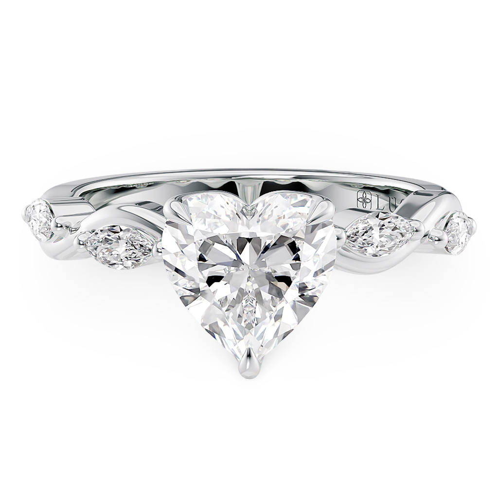 Constance Petal Heart Engagement Ring with Lab or Natural Diamond and marquise accents in Gold or Platinum
Lucce, Manila, Philippines