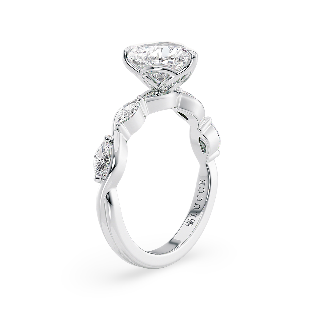 Load image into Gallery viewer, Constance Petal Heart Engagement Ring with Lab or Natural Diamond and marquise accents in Gold or Platinum
Lucce, Manila, Philippines
