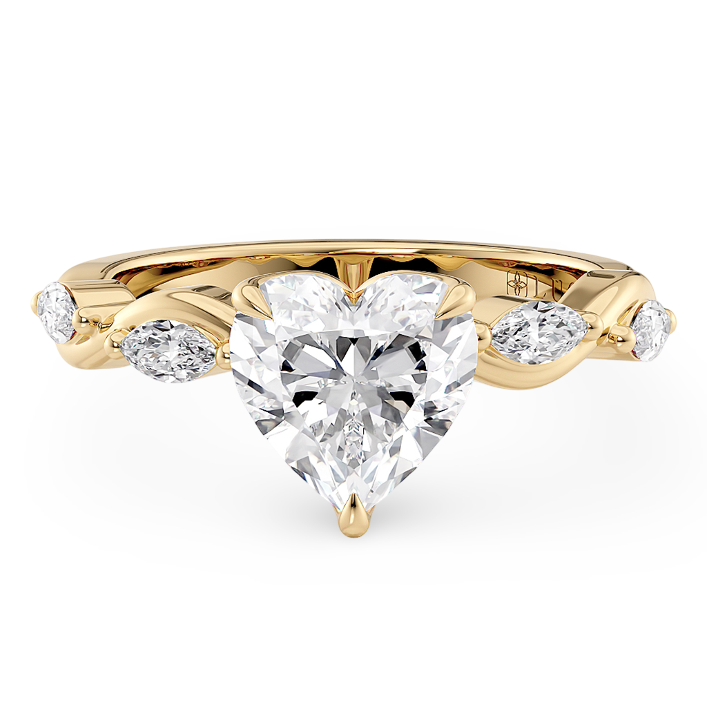 Load image into Gallery viewer, Constance Petal Heart Engagement Ring with Lab or Natural Diamond and marquise accents in Gold or Platinum
Lucce, Manila, Philippines
