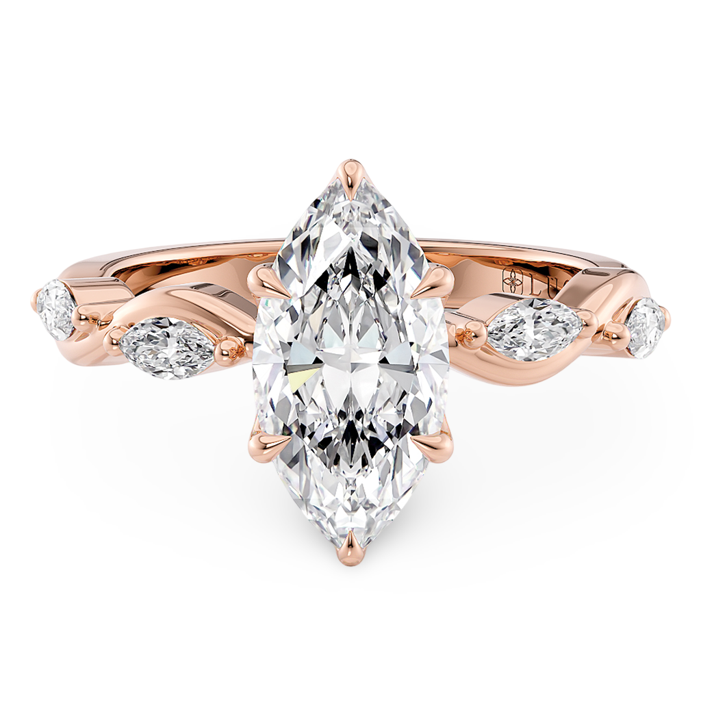 Load image into Gallery viewer, Constance Petal Marquise Engagement Ring with Lab or Natural Diamond and marquise accents in Gold or Platinum
Lucce, Manila, Philippines
