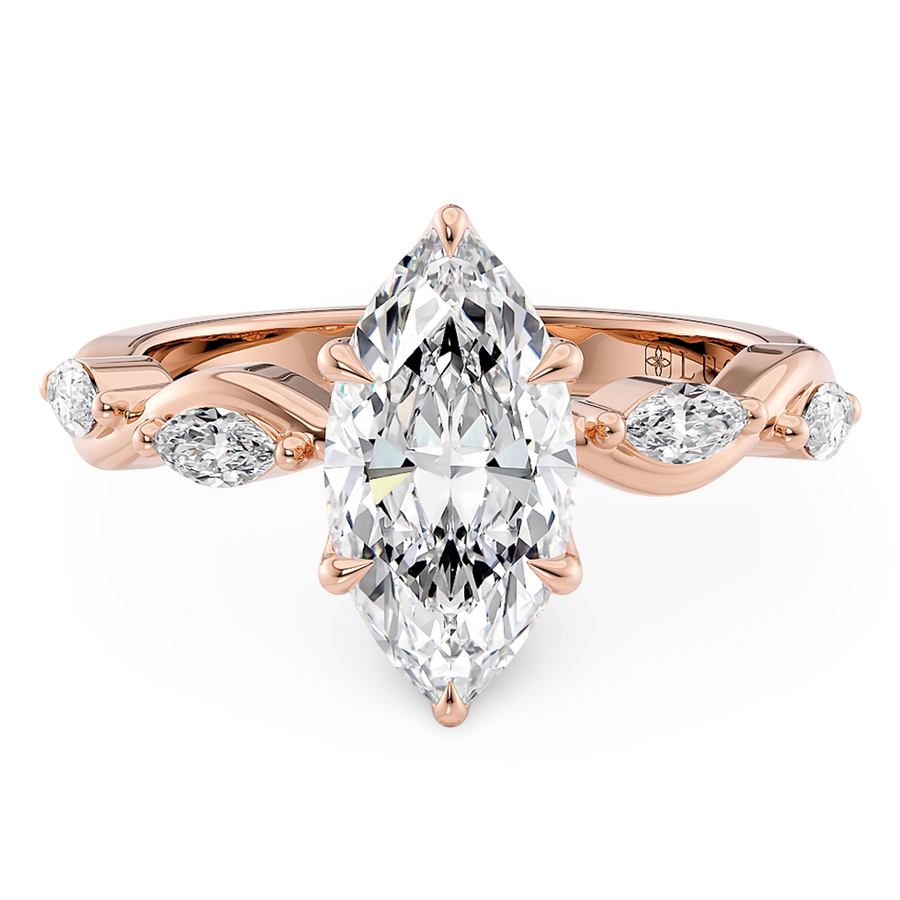 Load image into Gallery viewer, Constance Petal Marquise Engagement Ring with Lab or Natural Diamond and marquise accents in Gold or Platinum
Lucce, Manila, Philippines
