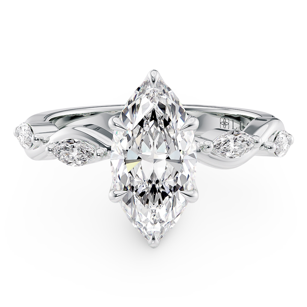 Constance Petal Marquise Engagement Ring with Lab or Natural Diamond and marquise accents in Gold or Platinum
Lucce, Manila, Philippines