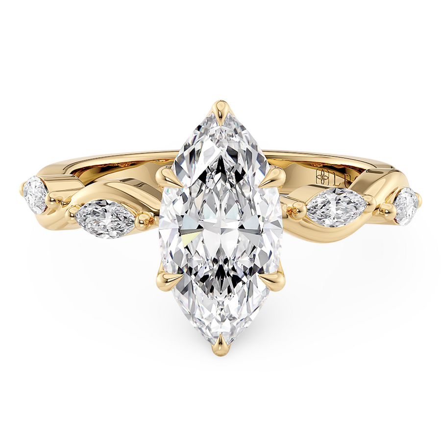 Load image into Gallery viewer, Constance Petal Marquise Engagement Ring with Lab or Natural Diamond and marquise accents in Gold or Platinum
Lucce, Manila, Philippines
