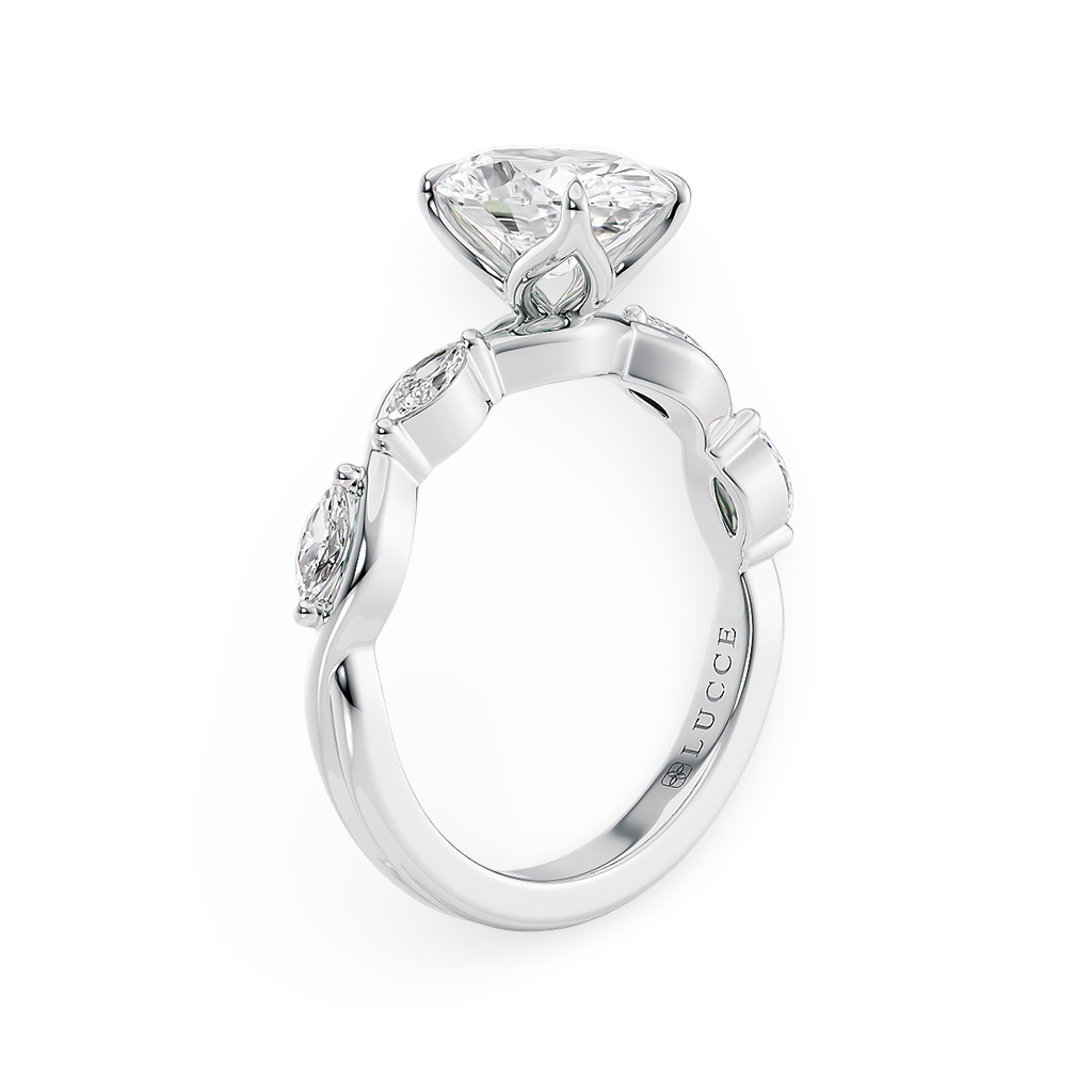 Load image into Gallery viewer, Constance Petal Oval Engagement Ring with Lab or Natural Diamond and marquise accents in Gold or Platinum
Lucce, Manila, Philippines
