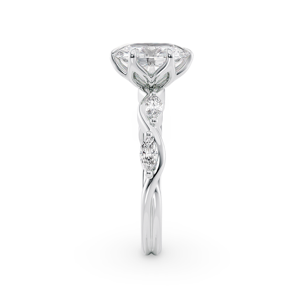 Load image into Gallery viewer, Constance Petal Oval Engagement Ring with Lab or Natural Diamond and marquise accents in Gold or Platinum
Lucce, Manila, Philippines
