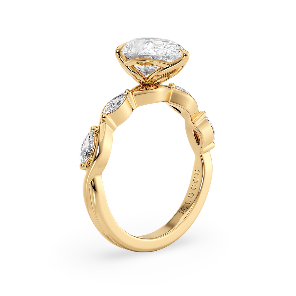 Load image into Gallery viewer, Constance Petal Pear Engagement Ring with Lab or Natural Diamond and marquise accents in Gold or Platinum
Lucce, Manila, Philippines

