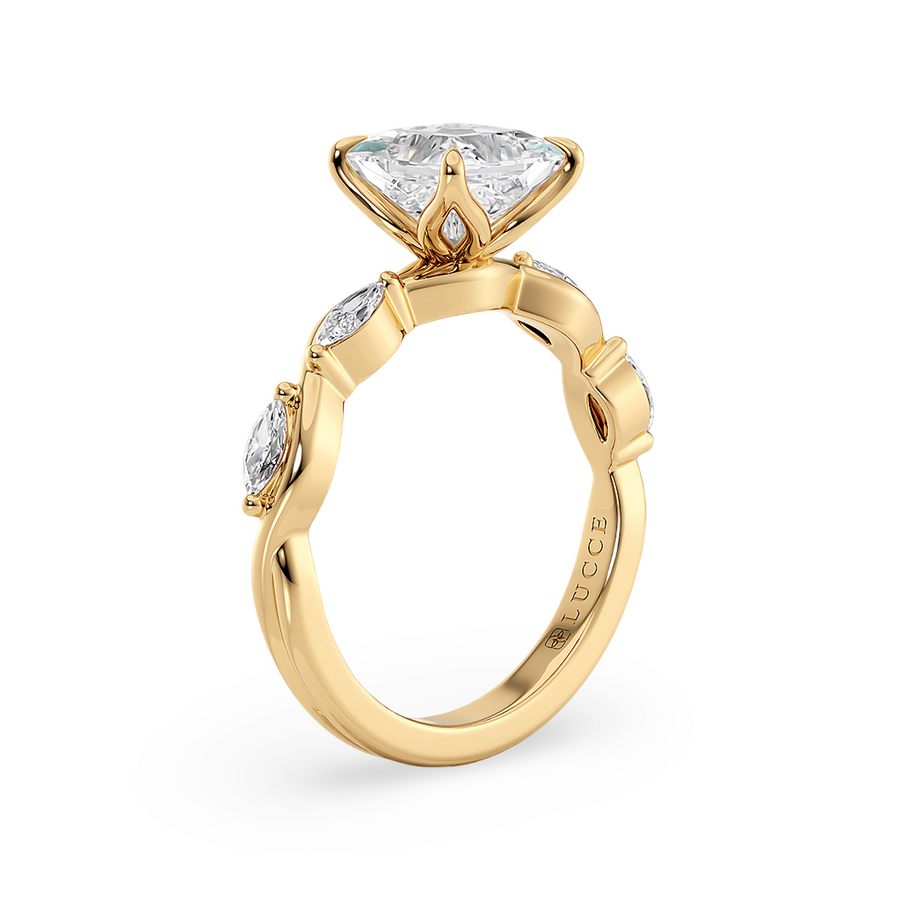 Load image into Gallery viewer, Constance Petal Princess Engagement Ring with Lab or Natural Diamond and marquise accents in Gold or Platinum
Lucce, Manila, Philippines
