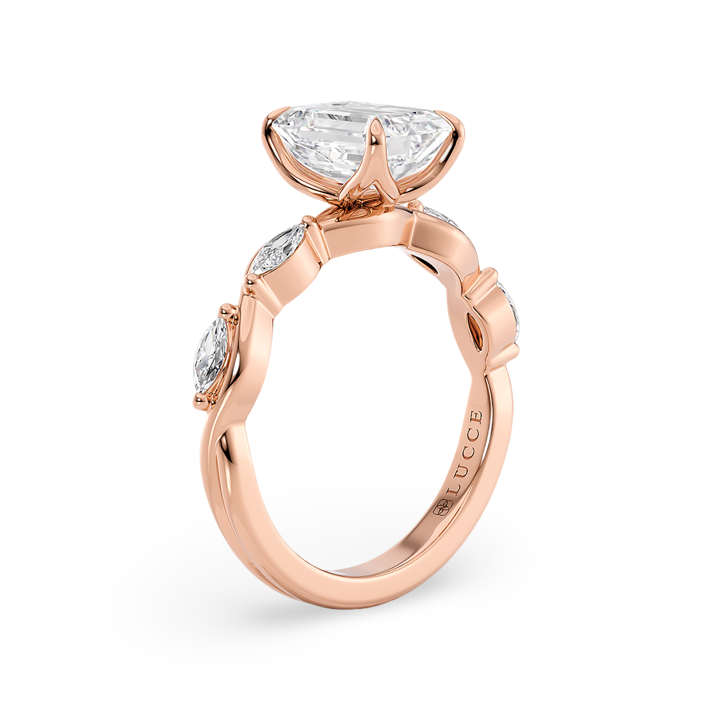 Load image into Gallery viewer, Constance Petal Radiant Engagement Ring with Lab or Natural Diamond and marquise accents in Gold or Platinum
Lucce, Manila, Philippines
