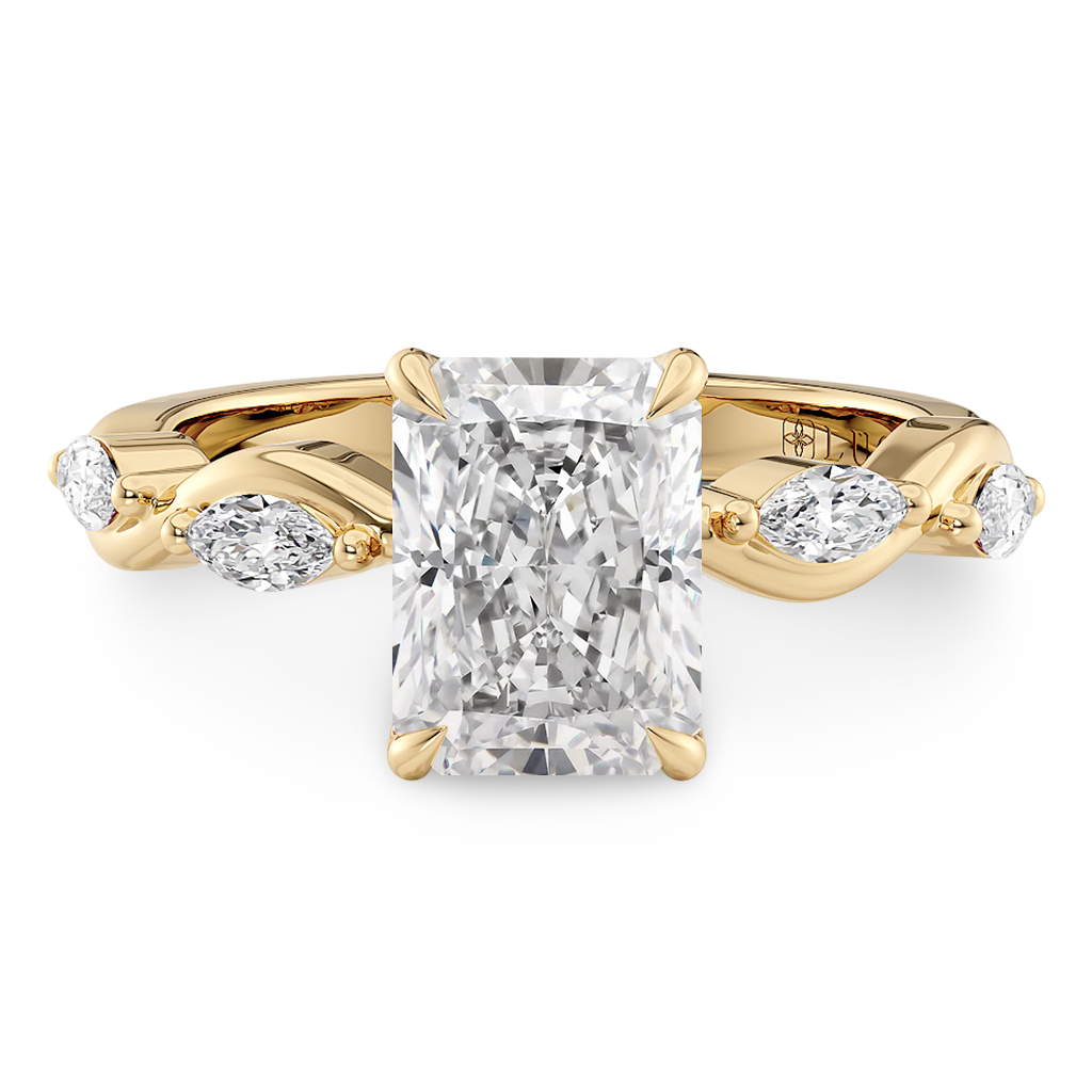Load image into Gallery viewer, Constance Petal Radiant Engagement Ring with Lab or Natural Diamond and marquise accents in Gold or Platinum
Lucce, Manila, Philippines
