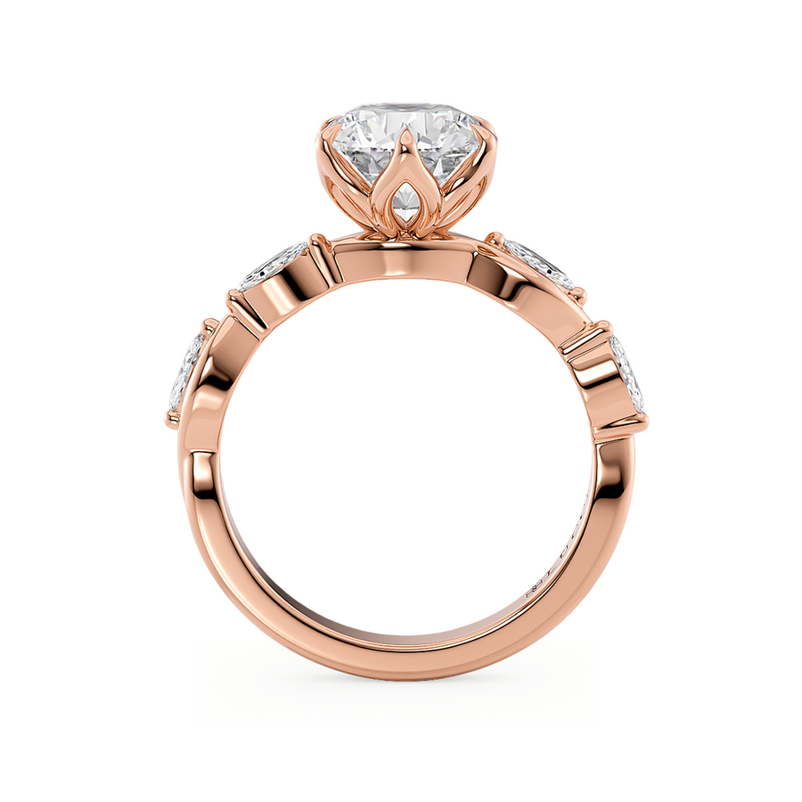 Load image into Gallery viewer, Constance Petal Round Engagement Ring with Lab or Natural Diamond and marquise accents in Gold or Platinum
Lucce, Manila, Philippines
