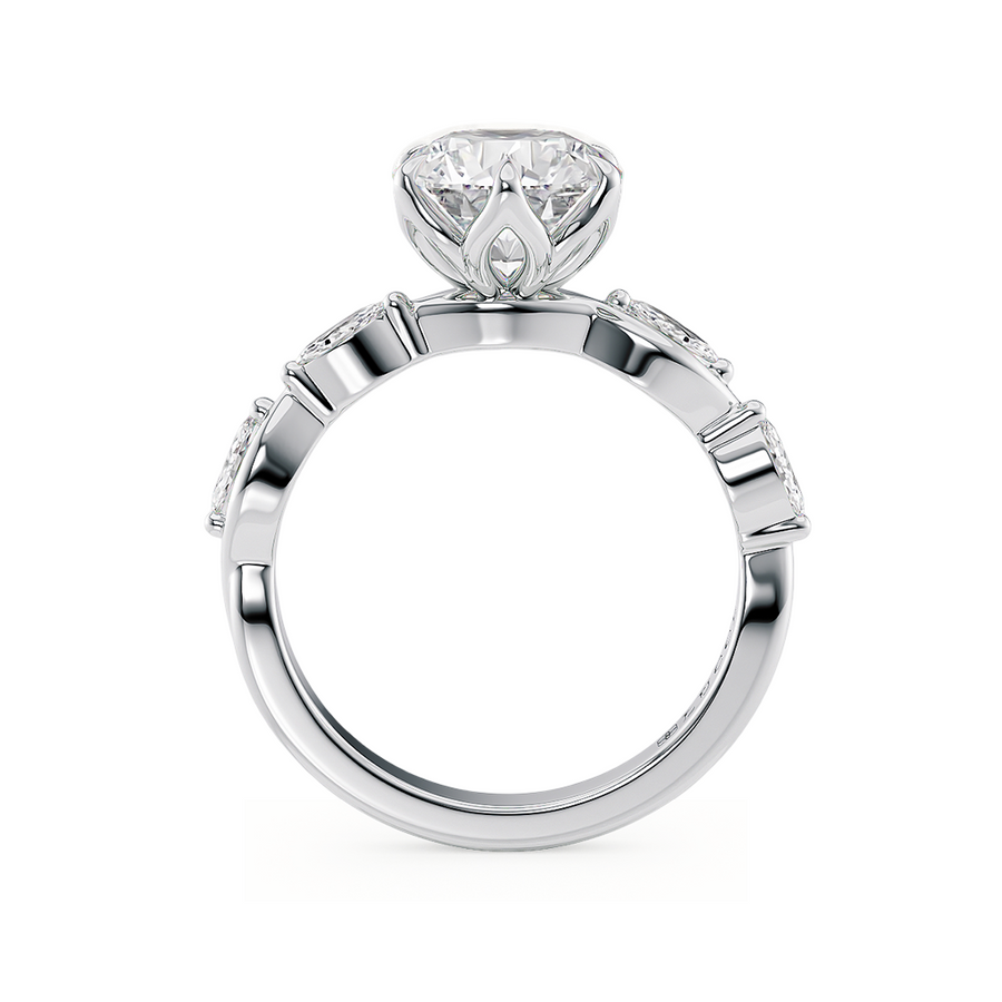 Load image into Gallery viewer, Constance Petal Round Engagement Ring with Lab or Natural Diamond and marquise accents in Gold or Platinum
Lucce, Manila, Philippines
