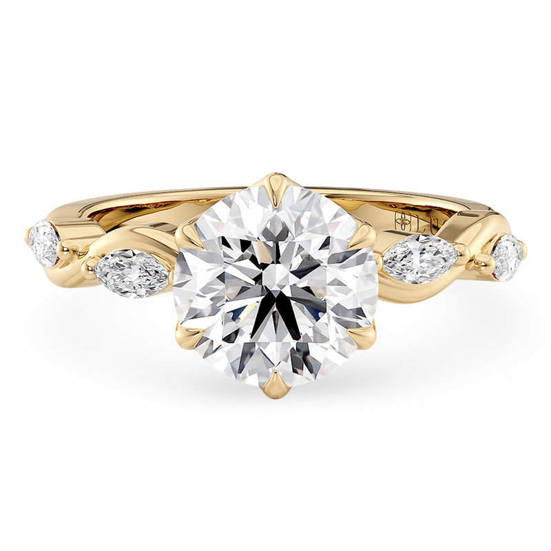 Constance Petal Round Engagement Ring with Lab or Natural Diamond and marquise accents in Gold or Platinum
Lucce, Manila, Philippines