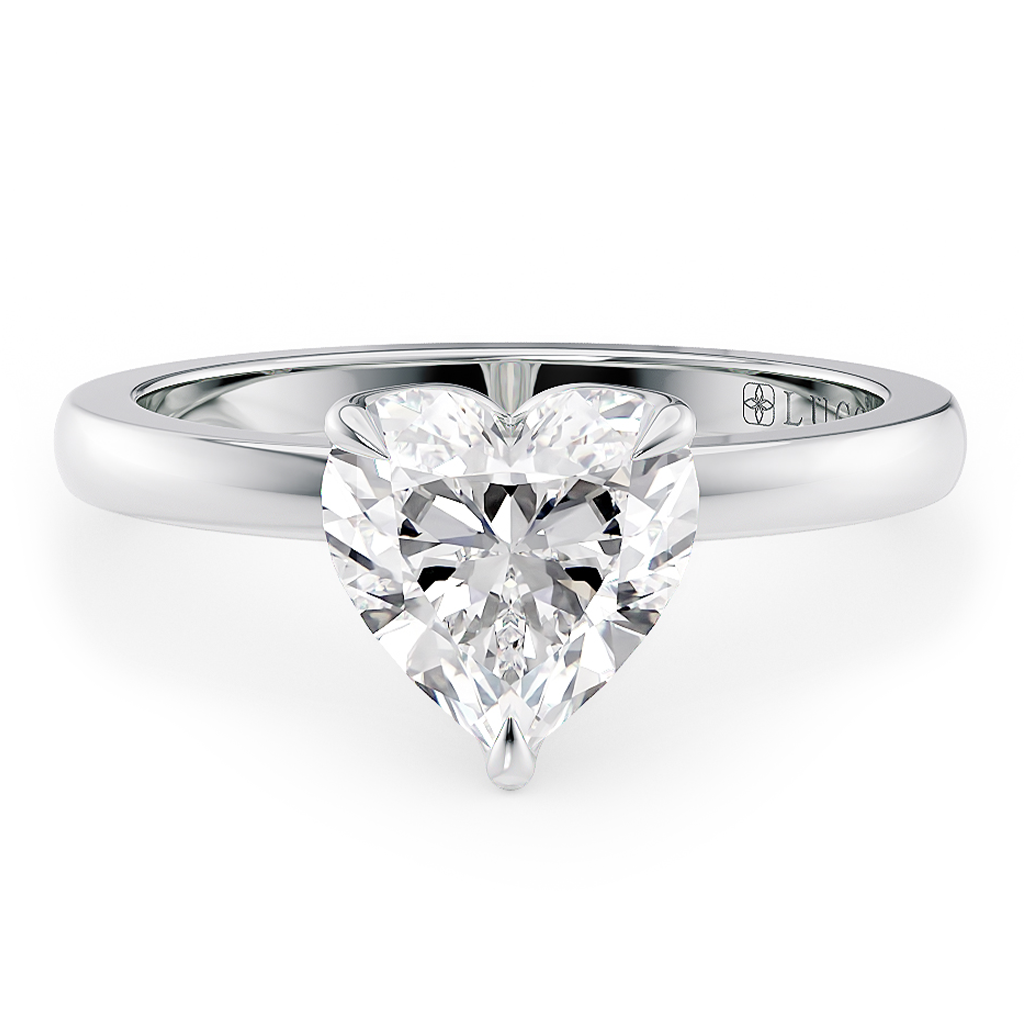 Load image into Gallery viewer, LUCCE Heart cut Solitaire Diamond Ring with Petal Prongs Hight Setting Engagement Ring in Gold or Platinum 
