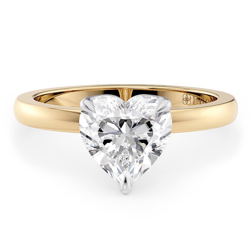 Load image into Gallery viewer, LUCCE Heart cut Solitaire Diamond Ring with Petal Prongs Hight Setting Engagement Ring in Gold or Platinum 
