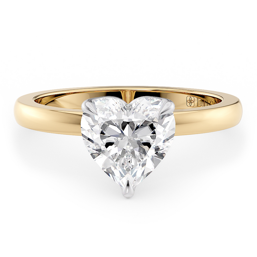 Load image into Gallery viewer, LUCCE Heart cut Solitaire Diamond Ring with Petal Prongs Hight Setting Engagement Ring in Gold or Platinum 
