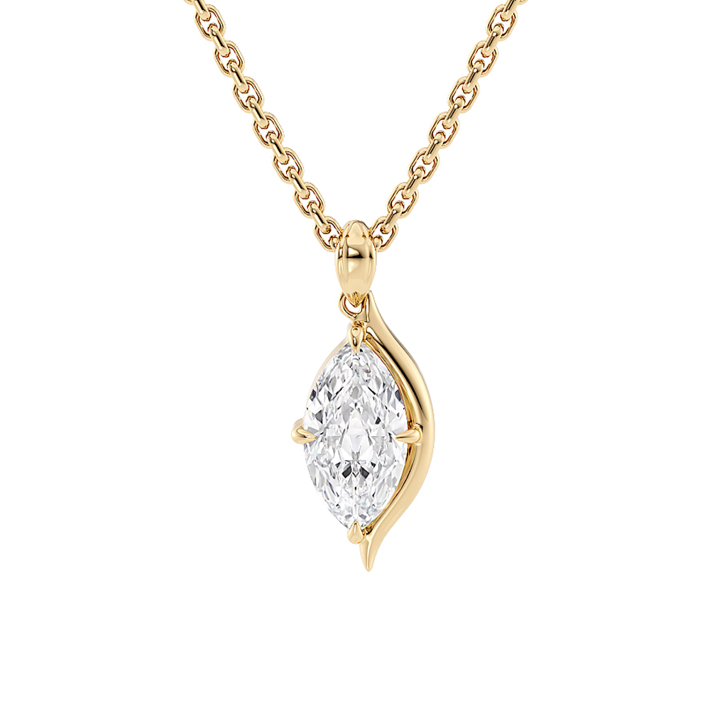 Load image into Gallery viewer, LUCCE CONSTANCE™ Solitaire Marquise Necklace Natural Diamond 0.35ct E VS1 GIA 18K Yellow Gold
