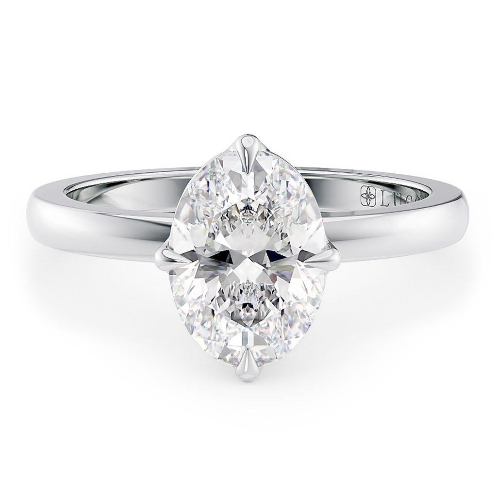 Load image into Gallery viewer, LUCCE  Oval cut Solitaire Diamond Ring with Petal Prongs Hight Setting Engagement Ring in Gold or Platinum 
