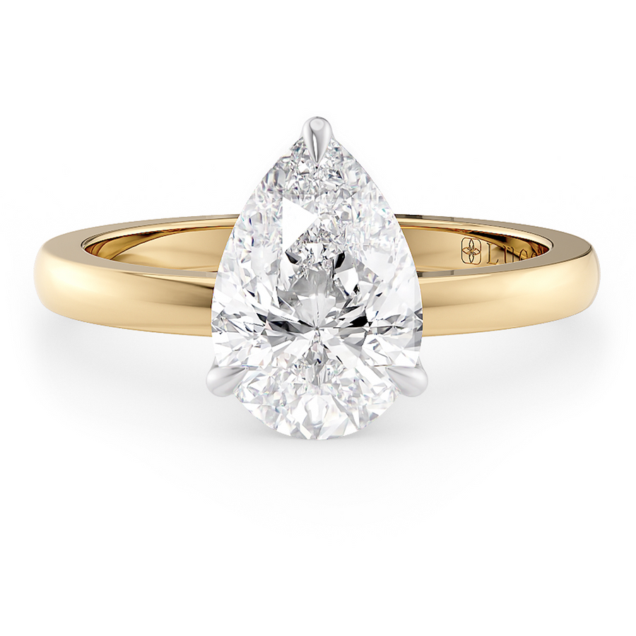 Load image into Gallery viewer, LUCCE Pear cut Solitaire Diamond Ring with Petal Prongs Hight Setting Engagement Ring in Gold or Platinum 
