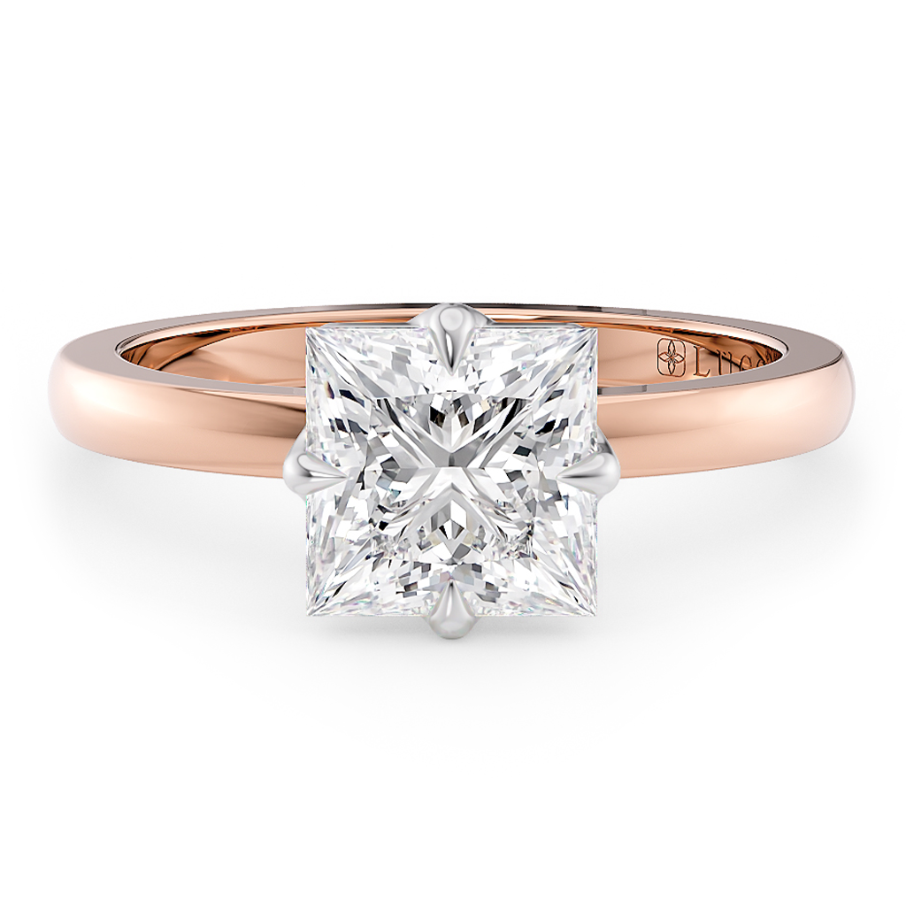 Load image into Gallery viewer, LUCCE Princess cut Solitaire Diamond Ring with Petal Prongs Hight Setting Engagement Ring in Gold or Platinum 
