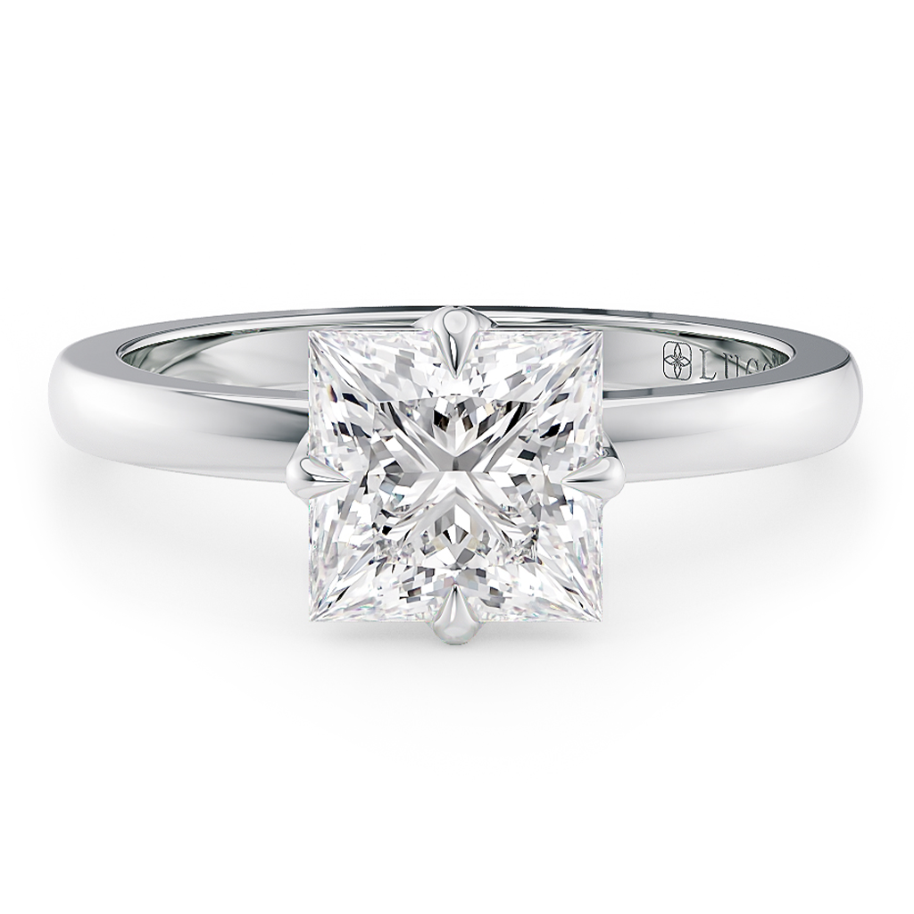 Load image into Gallery viewer, LUCCE Princress cut Solitaire Diamond Ring with Petal Prongs Hight Setting Engagement Ring in Gold or Platinum 
