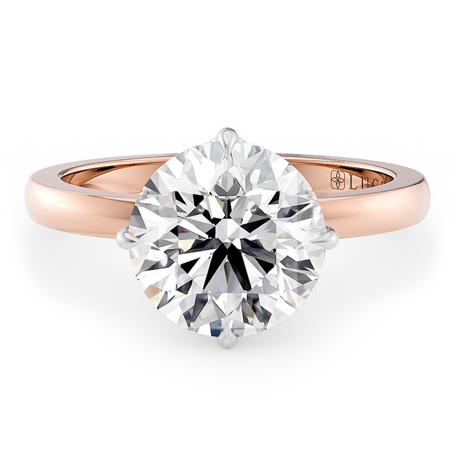Load image into Gallery viewer, LUCCE Round cut Solitaire Diamond Ring with Petal Prongs Hight Setting Engagement Ring in Gold or Platinum 
