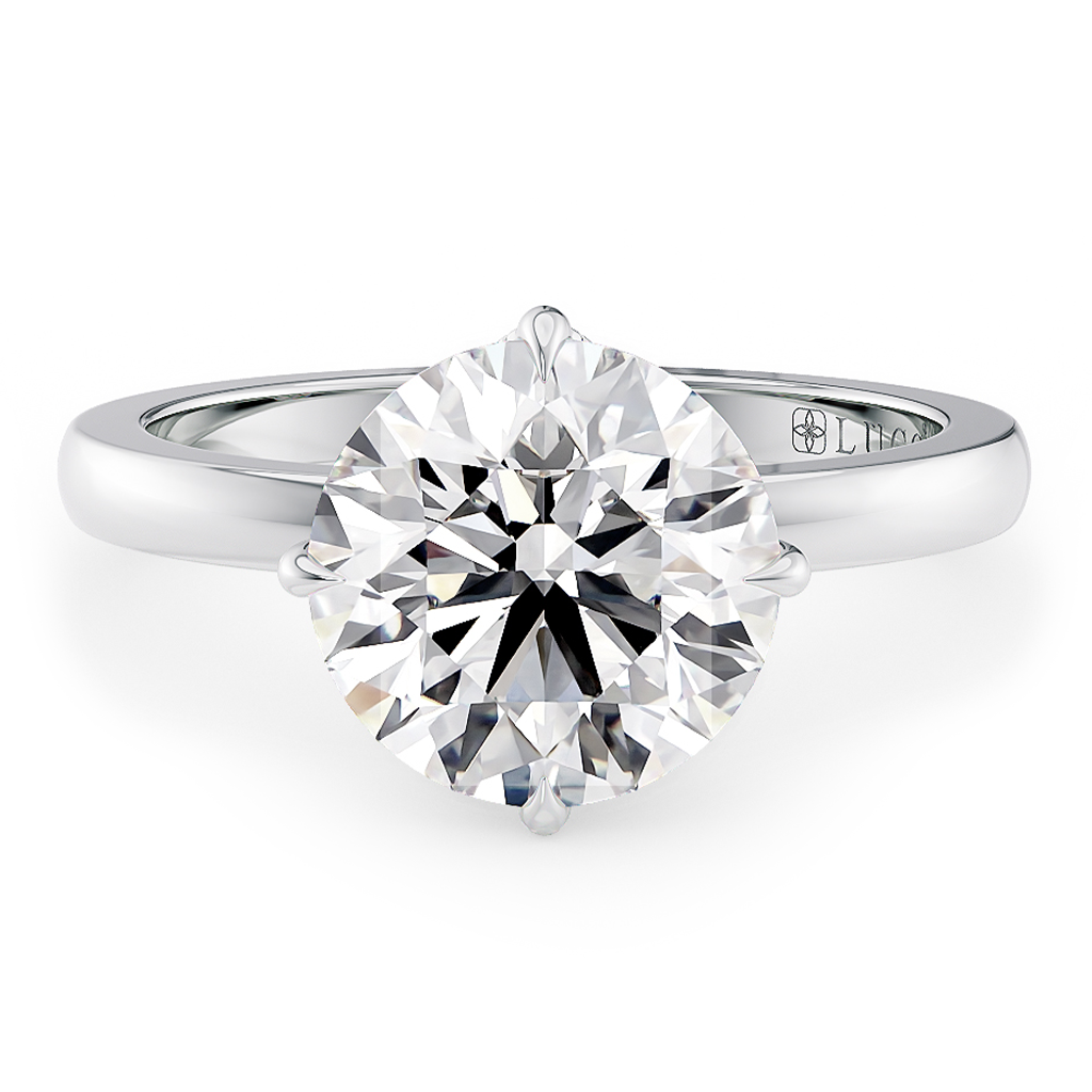 Load image into Gallery viewer, LUCCE Round cut Solitaire Diamond Ring with Petal Prongs Hight Setting Engagement Ring in Gold or Platinum 
