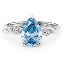 Load image into Gallery viewer, Lucce Constance Viello Ocean Blue Pear Lab Diamond 1.07CT FVB VS1 Ex IGI 14K White Gold
