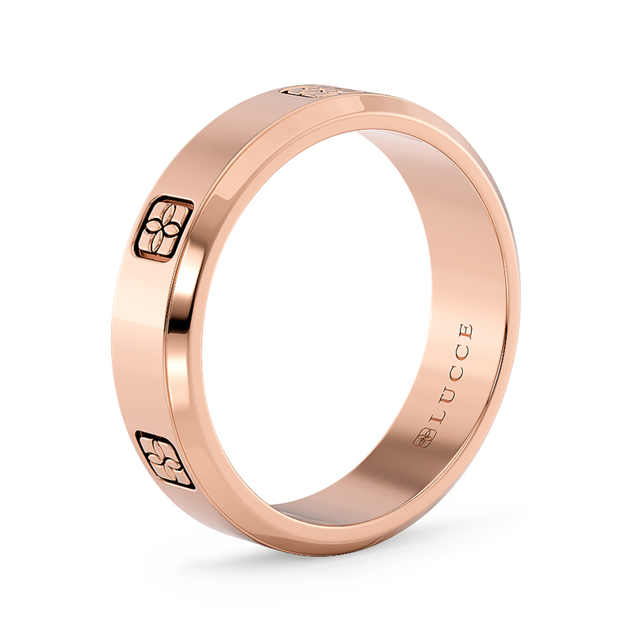 Load image into Gallery viewer, LUCCE Two Tone Carved Brushed or Polished Unisex Wedding Ring in Gold or Platinum

