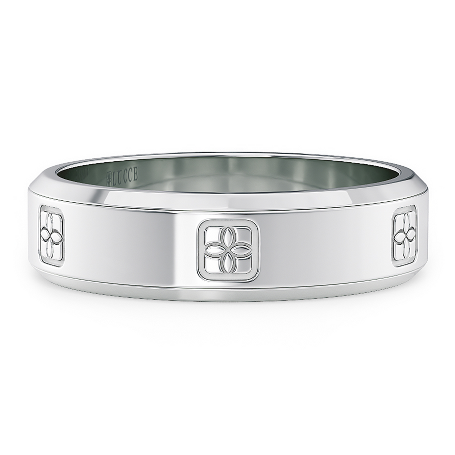 Load image into Gallery viewer, LUCCE Two Tone Carved Brushed or Polished Unisex Wedding Ring in Gold or Platinum
