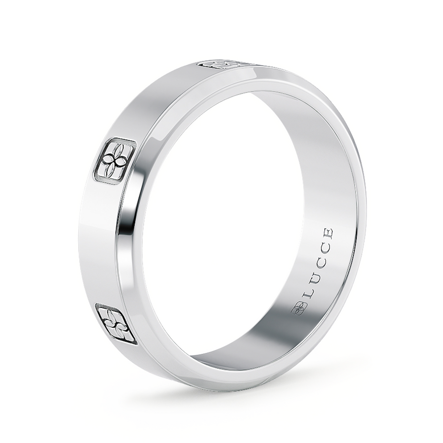 Load image into Gallery viewer, LUCCE Two Tone Carved Brushed or Polished Unisex Wedding Ring in Gold or Platinum
