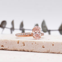 Load image into Gallery viewer, Azalea Pavé Oval Rosé Lab Diamond 1.03ct Fancy Vivid Pink VVS2 Ex IGI 18K Rose Gold
