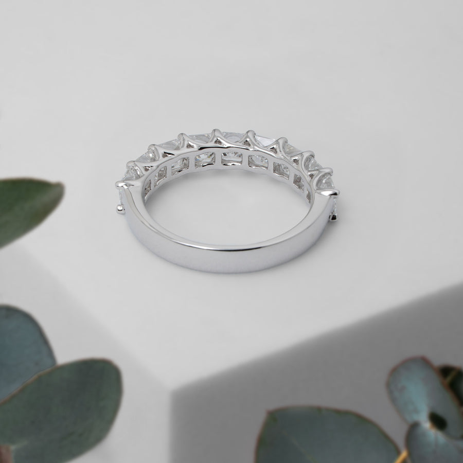 Load image into Gallery viewer, LUCCE Half Eternity Trellis 9-Stone Princess Diamond Wedding Ring in Gold or Platinum
