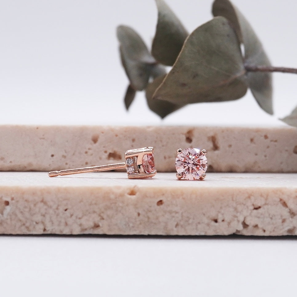 Load image into Gallery viewer, LUCCE KAELA™ Earrings Round ROSÉ™ Pink Diamond
