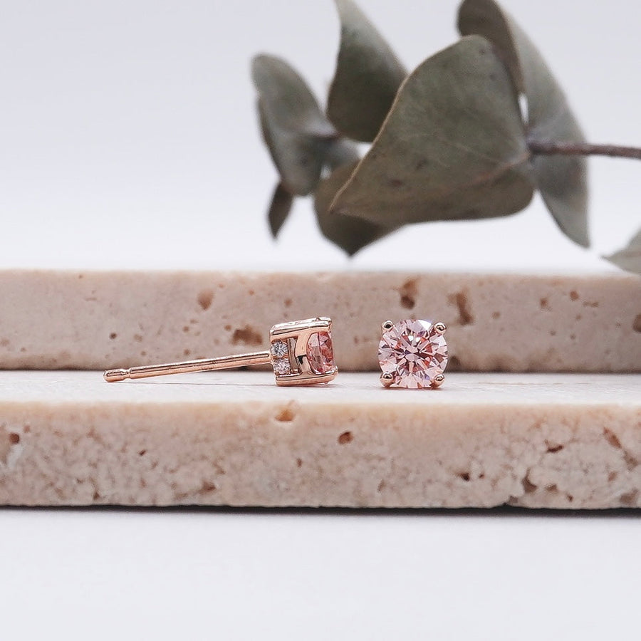 Load image into Gallery viewer, LUCCE KAELA™ Earrings Round ROSÉ™ Pink Diamond
